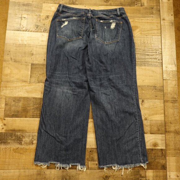 Lovervet by Vervet Dad Jeans Women’s 16W Dark Wash High Rise Frayed Hem - Picture 10 of 11